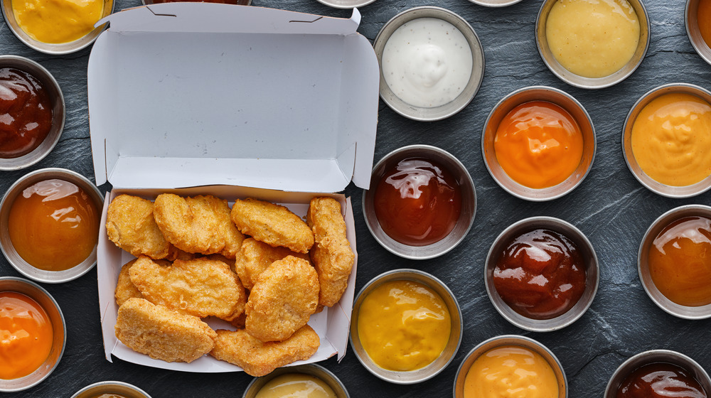 Dipping sauces and chicken nuggets