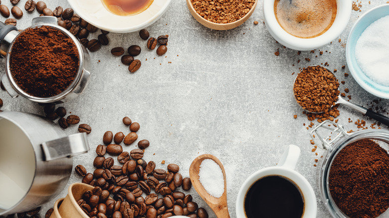 Coffee beans and ground coffee