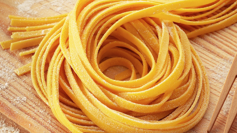 tagliolini pasta with white sprinkles