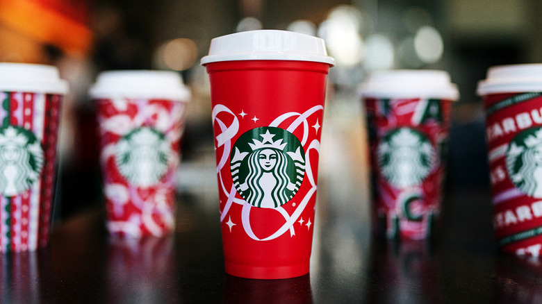 Starbucks reusable red holiday cup