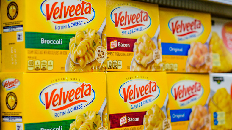 Velveeta noodle products on a shelf