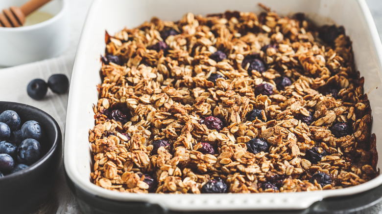 oatmeal casserole with blueberries