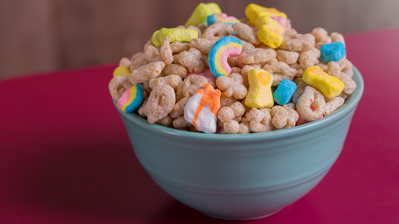 Bowl of Lucky Charms cereal