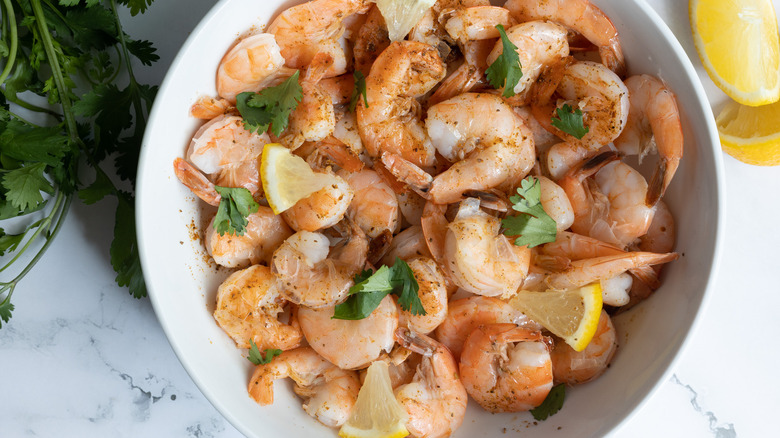 bowl of steamed shrimp