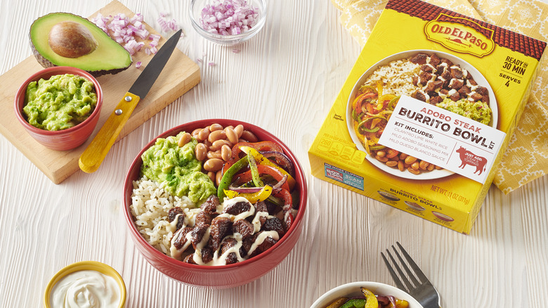 Old El Paso Burrito Bowl Kit with chopped ingredients