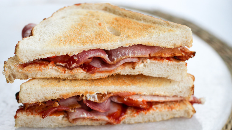 An Old-Fashioned Bacon Butty on a plate