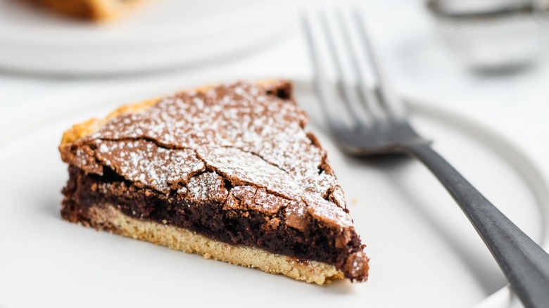 old fashioned fudge pie slice