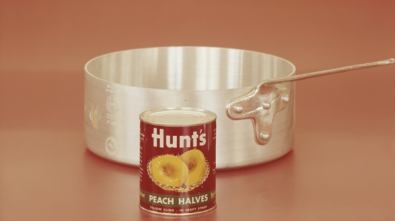 Retro can of Hunt's peach halves