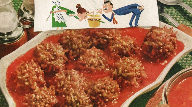 Vintage ad featuring Porcupine Meatballs