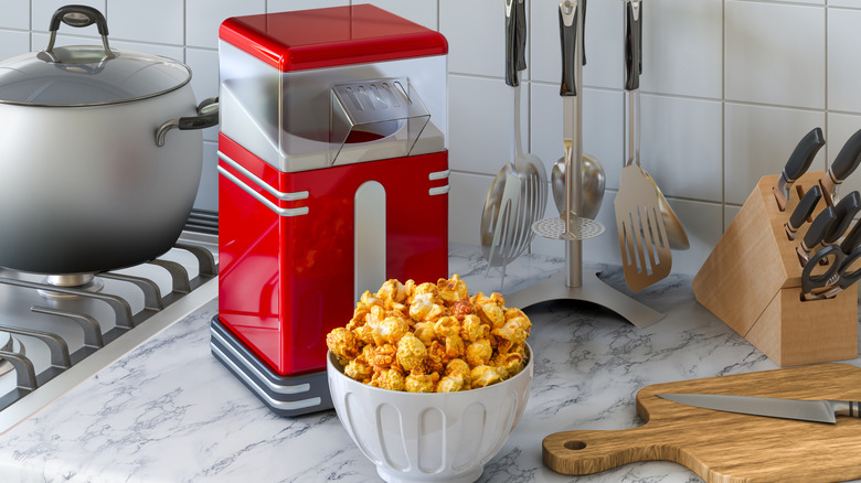 popcorn popper on a kitchen table