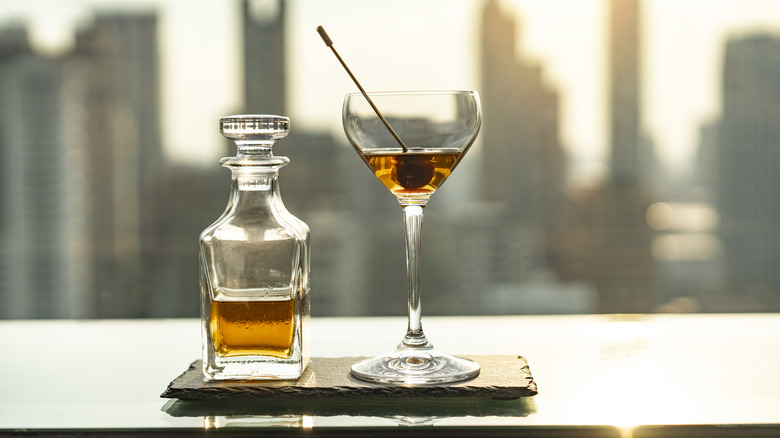 cocktail decanter and glass