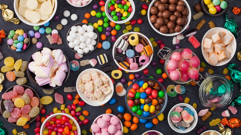 bowls of candy from above