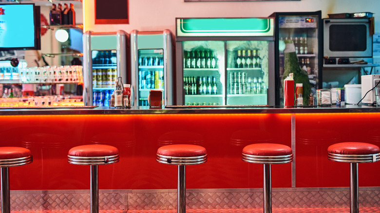 counter of a retro diner