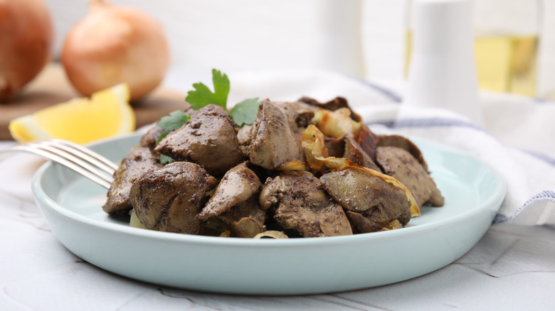 plate of liver and onions