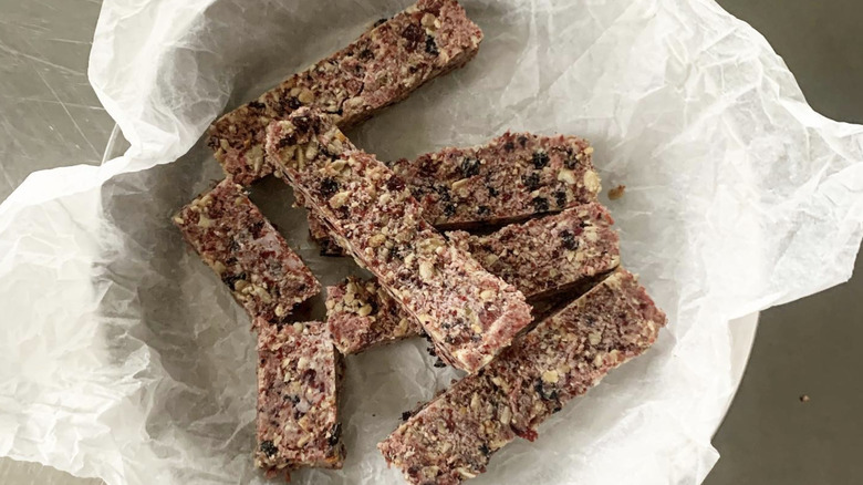 Pemmican bars in white paper