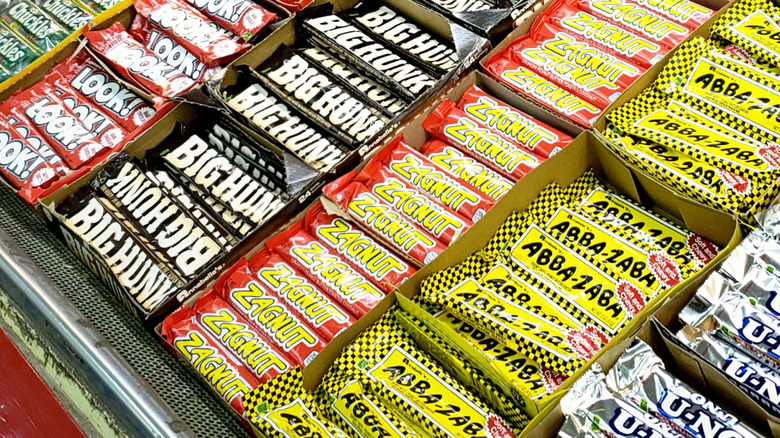 Zagnut bars on grocery store shelf