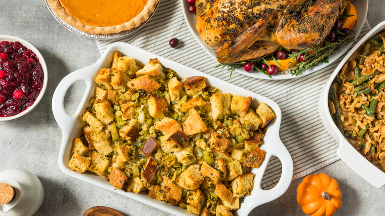 Holiday meal laid on table