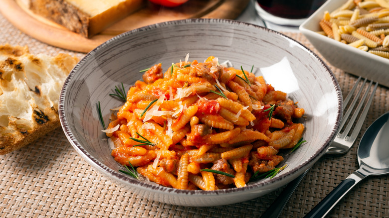 A bowl of malloreddus alla Campidanese