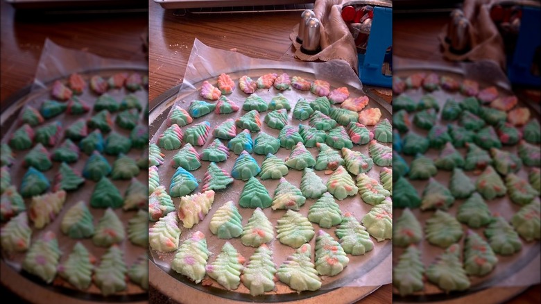 Cream cheese mints shaped like Christmas trees