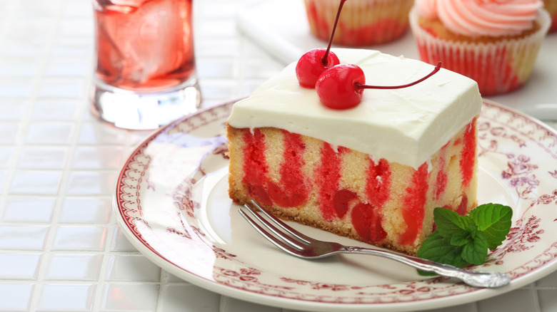 Cherry flavored poke cake