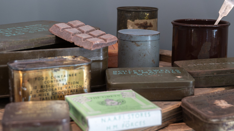 rations from World War II including an energy bar