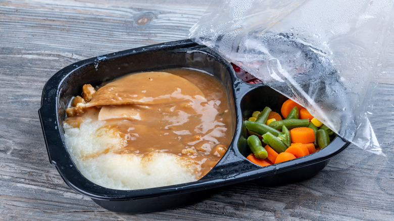 a turkey and gravy frozen dinner