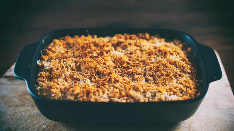 Dish of Delmonico potatoes