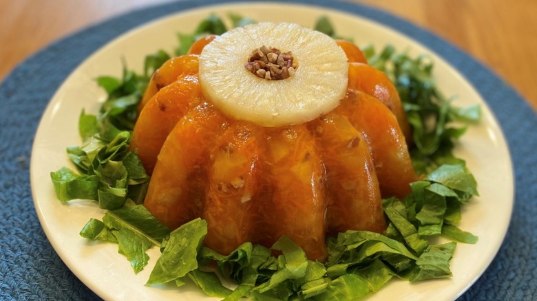 Jell-O salad with pineapple on top