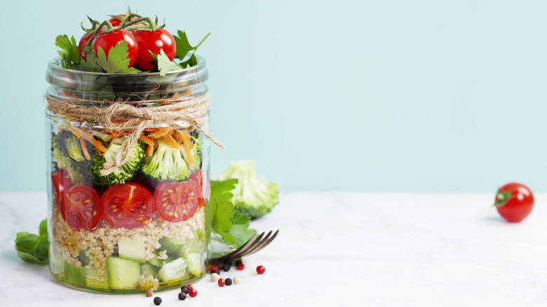Layered broccoli salad