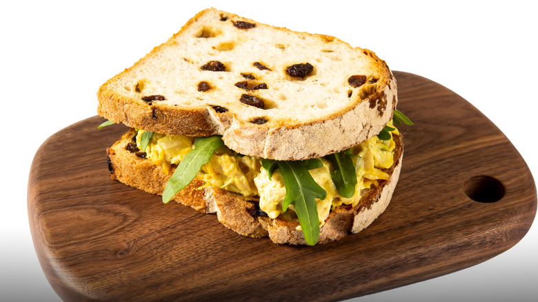 raisin bread with coronation chicken