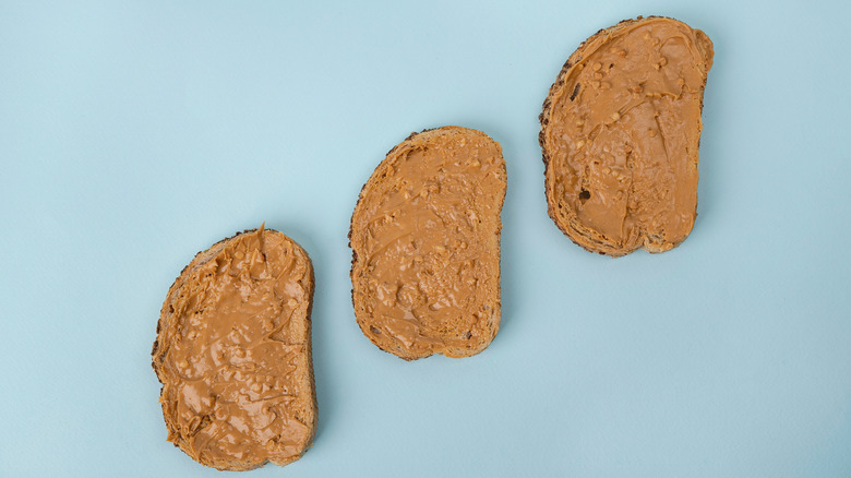 peanut butter spread on toast