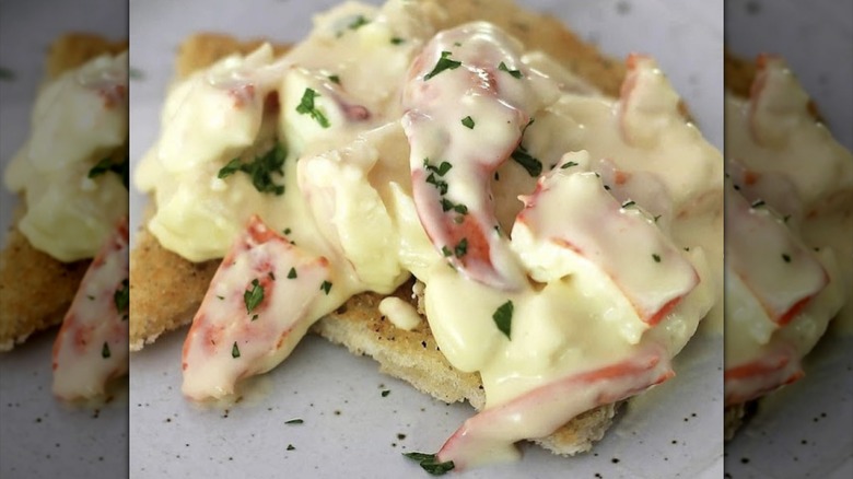 Silver platter of Lobster Newburg