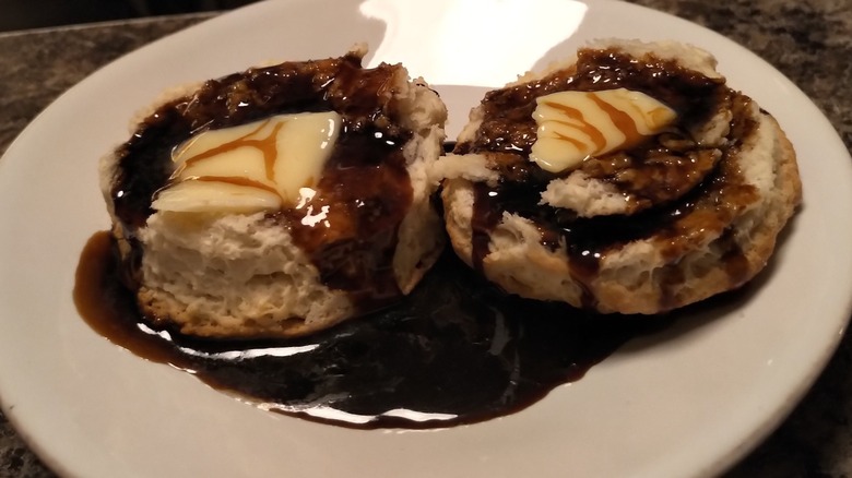 biscuits topped with molasses