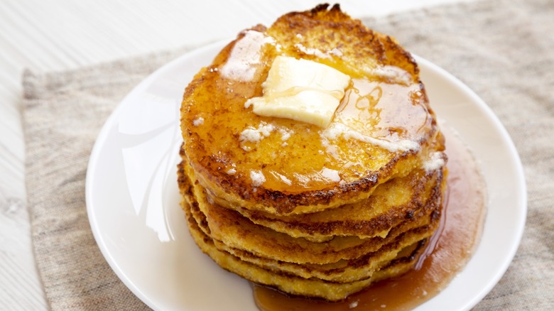 stack of Johnny cakes on plate