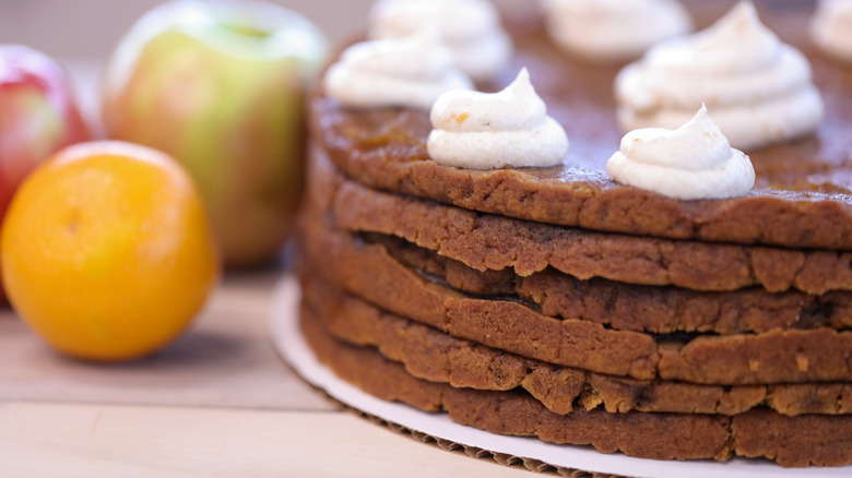Close-up of six-layer apple stack cake