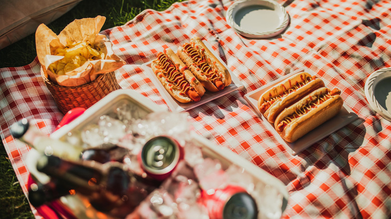summer foods on a picnic blanket