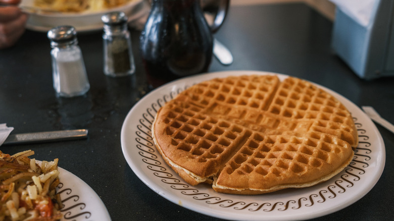 Waffle House waffle with syrup
