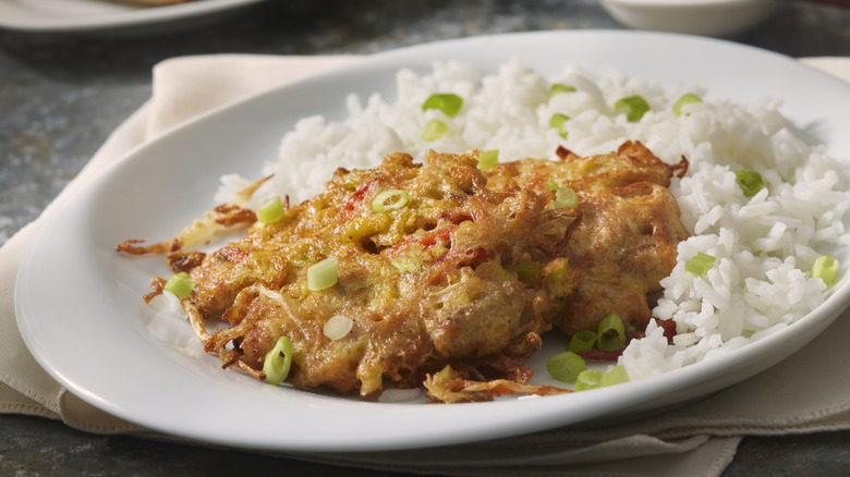 Egg foo young with rice
