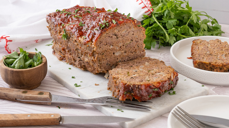 Meatloaf with white background
