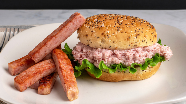 Spam salad sandwich with Spam fries