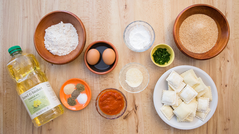 toasted ravioli ingredients on table