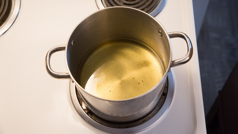 oil heating in medium pot