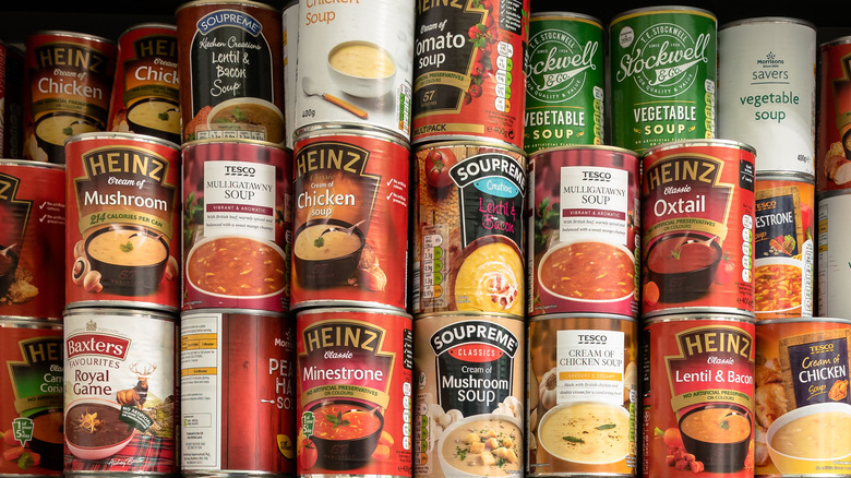 Rows of canned food