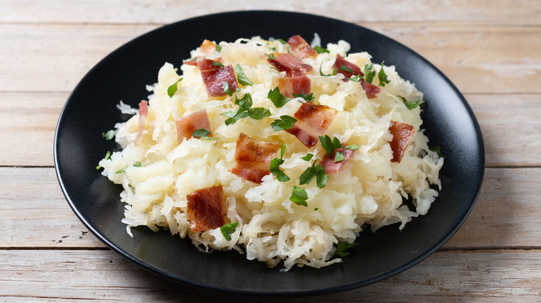 haluski with cured pork