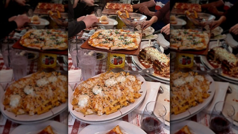 Pasta and pizza dishes at Buca di Beppo