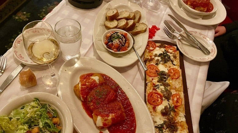 Maggiano's table with assorted dishes