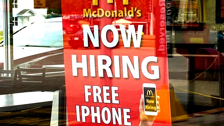 McDonald's "now hiring free iPhone" sign