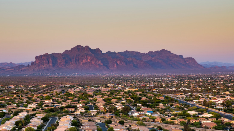 Mesa, Arizona view of mountains at sunset