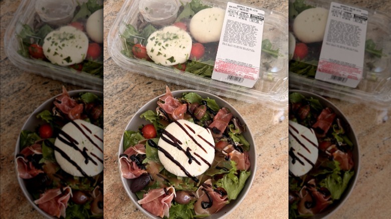 Kirkland Signature burrata salad with balsamic vinaigrette and prosciutto