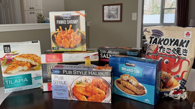 Assorted frozen seafood from Costco
